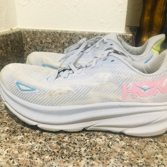 Hoka One One Women's Athletic Shoes - White, Pink, and Blue - Picture 2 of 9